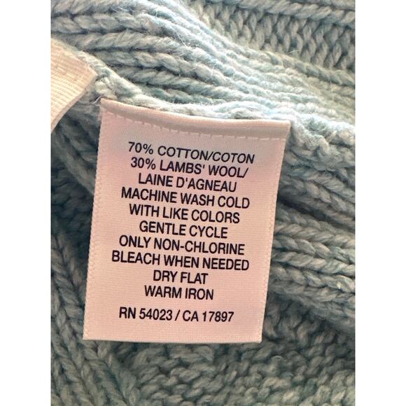 Old Navy Fisherman Cable Knit Bobble Wool Blend Sweater S Pastel Teal Soft Girl - Picture 10 of 14